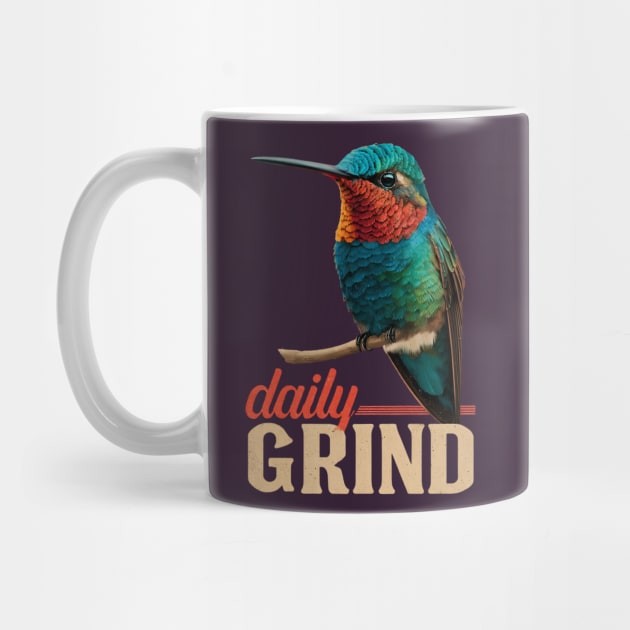 Colorful Hummingbird Daily Grind Motivational Hustle Art by TuncGK